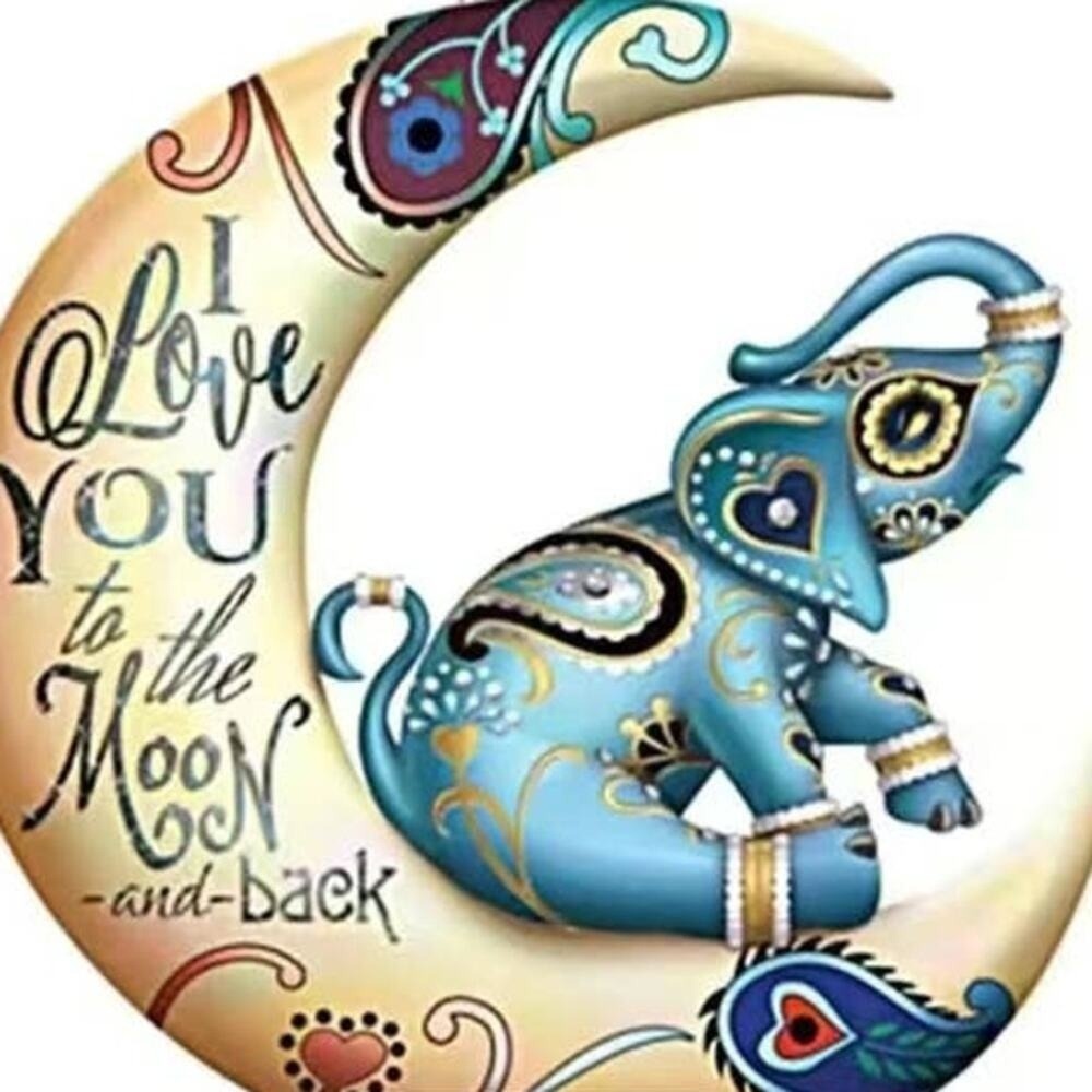 Elephant Necklace Silver 20 Inch " I Love You To The Moon‎ And Back" Saying